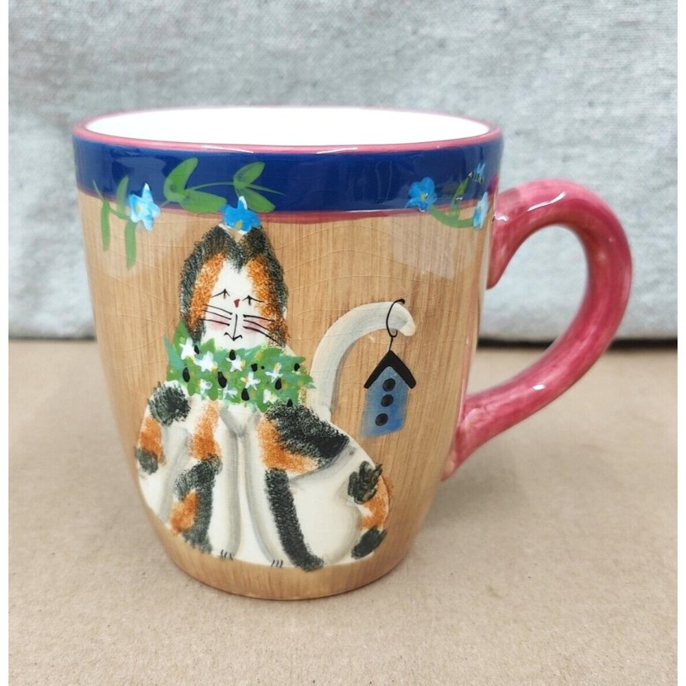 Sakura Fiddlestix Garden Cats Oversized Coffee Soup Mug 20 Oz Vintage 90's